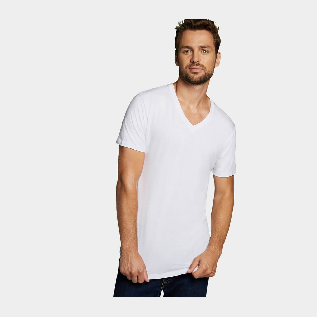 2 pak hvid T-shirt slim til herre Bamboo Basics – Bambustøj.dk
